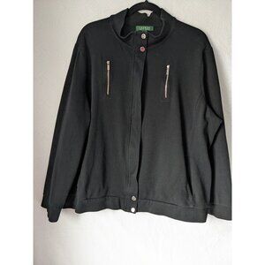 Ralph Lauren Women's Jacket Full Zip Sweater Black Sweatshirt Pockets Plus 3X